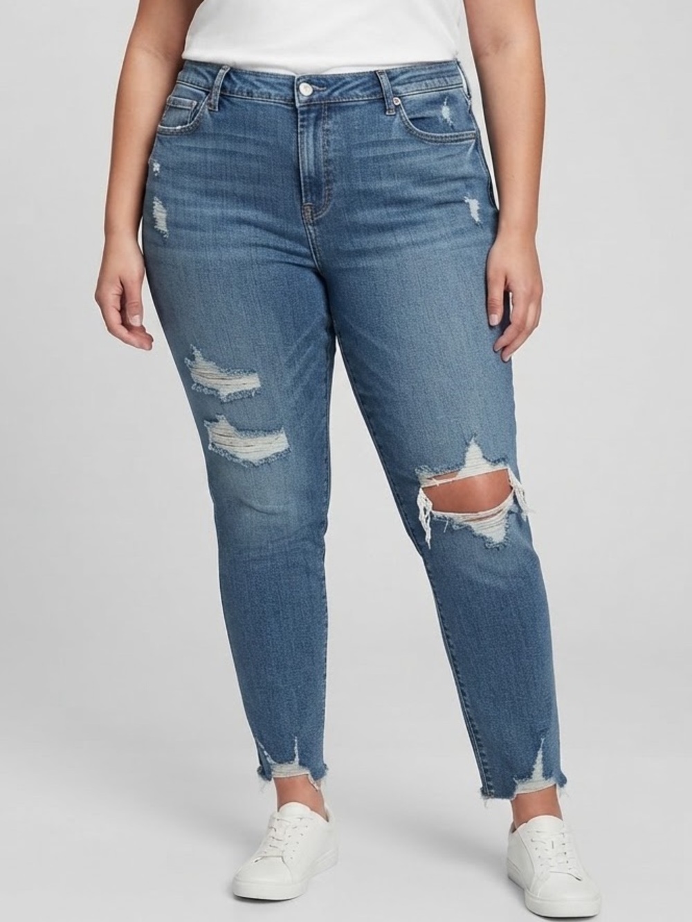 OLD NAVY Dark Blue Boyfriend Distressed Relaxed Jeans size 18